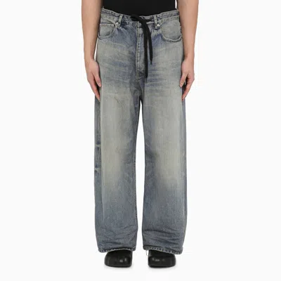 Balenciaga Light Blue Oversized Baggy Jeans In Washed Denim