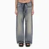 BALENCIAGA LIGHT BLUE OVERSIZED BAGGY JEANS IN WASHED DENIM