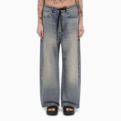 BALENCIAGA LIGHT BLUE OVERSIZED BAGGY JEANS IN WASHED DENIM