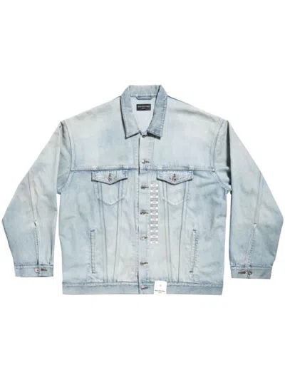 BALENCIAGA MEN LIGHT BLUE OVERSIZED DENIM JACKET, S LUXURY JACKETS FOR MEN DARVEYS