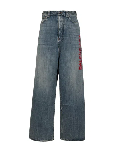 Balenciaga Light Blue Ring Denim Baggy Jeans<br/>