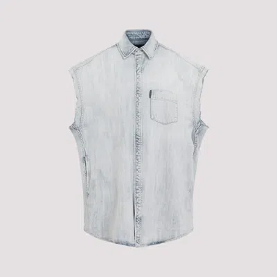 BALENCIAGA LIGHT BLUE RIPPED SHIRT