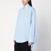 Balenciaga Knotted Cuff Poplin Blouse In Blue