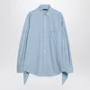 Balenciaga Women Embroidered Viscose Blend Oversize Shirt In Blue