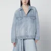 Balenciaga Collared Regular Jacket Long Sleeves Pockets In Blue