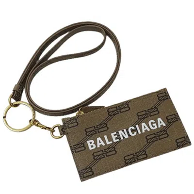 Pre-owned Balenciaga Light Brown Coated Canvas Coin Purse/coin Case ()