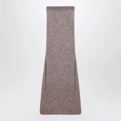 Balenciaga Light Brown/silver Maxi Skirt With Sequins