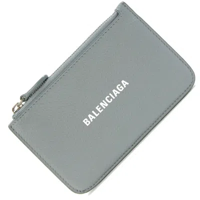 Pre-owned Balenciaga Light Gray Leather Coin Purse/coin Case ()