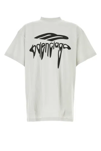Balenciaga Light Grey Cotton Oversize T-shirt In Dirtywhiteblack