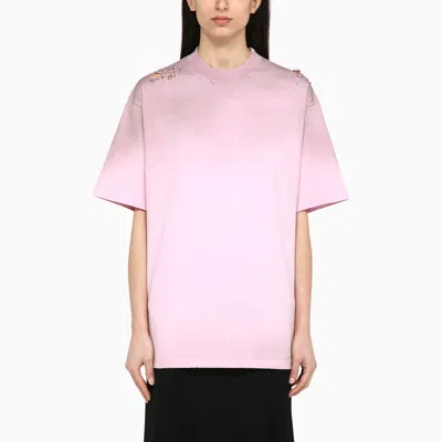 Balenciaga Light Pink Cotton T-shirt With Logo And Wears