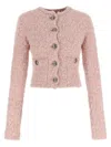 Balenciaga Cropped Tweed Cardigan Sweaters And Cardigans Pink In Light Pink