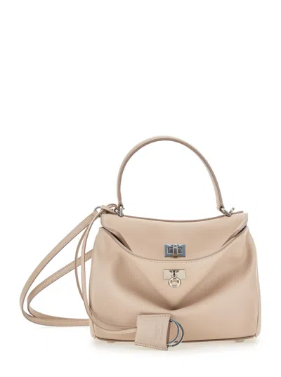 Balenciaga Women Powder Pink Leather Mini Rodeo Handbag In Neutral