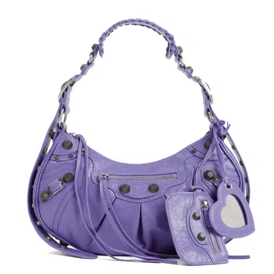 BALENCIAGA BALENCIAGA LIGHT PURPLE LEATHER LE CAGOLE S SHOULDER BAG