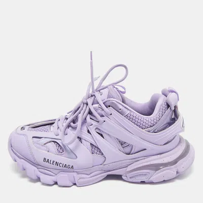 Pre-owned Balenciaga Light Purple Mesh And Faux Leather Track Sneakers Size 40