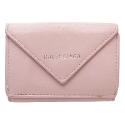 Pre-owned Balenciaga Light Rose Pink Leather Wallet (tri-fold) ()