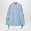 Balenciaga Women Embroidered Viscose Blend Oversize Shirt In Blue