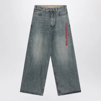 Balenciaga Light Washed Blue Baggy Jeans With Logo