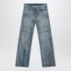 Balenciaga Light Washed Wide-leg Blue Jeans In Blue