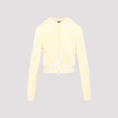 BALENCIAGA WOMEN LIGHT YELLOW FITTED ZIP-UP VISCOSE HOODIE, XS LUXURY SWEATSHIRTS & HOODIES FOR WOMEN DARVEYS