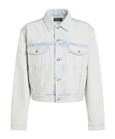 Balenciaga Lightwash Denim Jacket In White