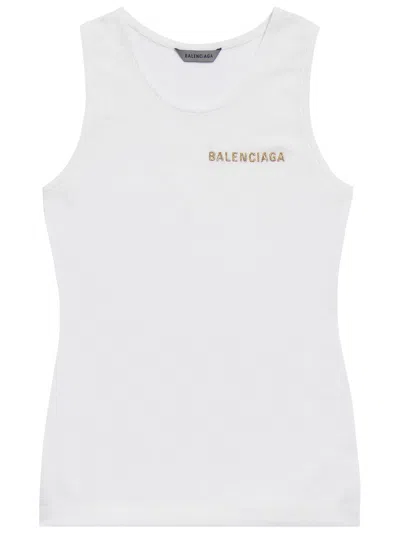 Balenciaga Lightweight Cotton Knit Tank Top In White