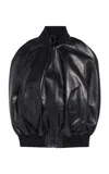 Balenciaga Lightweight Leather Bomber Jacket In Black