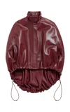 Balenciaga Lightweight Leather Cape Jacket In Burgundy