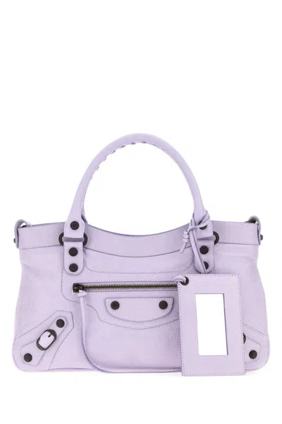 Balenciaga Lilac Leather Le City First Handbag In Purple