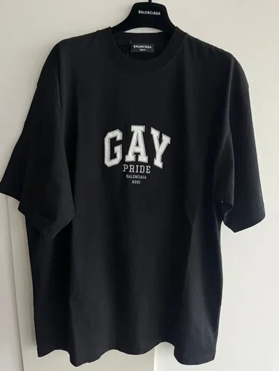 Pre-owned Balenciaga Limited Edition  Logo Gay Tee T-shirt In Black