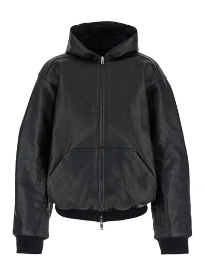 Balenciaga Lined Zip Up Hoodie In Black