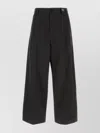 Balenciaga Linen Blend Wide Leg Pant With Belt Loops And Back Pocket In Black