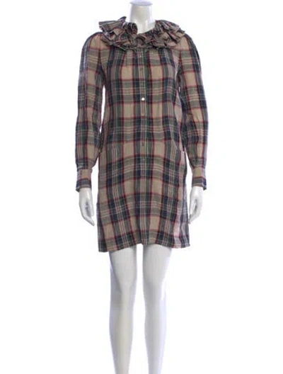 Pre-owned Balenciaga Linen Mini Dress In Green