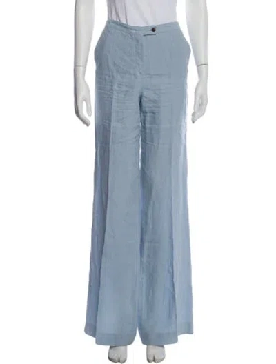 Pre-owned Balenciaga Linen Wide Leg Pants In Blue