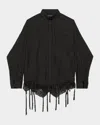 Balenciaga Lingerie Black Sirt With Button-down Collar And Lingerie Detail On The Hem In Tech Fabric Woman