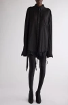 Balenciaga Lingerie Black Sirt With Button-down Collar And Lingerie Detail On The Hem In Tech Fabric Woman