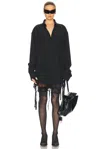 Balenciaga Lingerie Black Sirt With Button-down Collar And Lingerie Detail On The Hem In Tech Fabric Woman