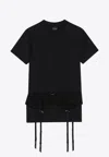 Balenciaga Women Black Crewneck T-shirt With Underwear Detail On The Waist In Cotton Woman