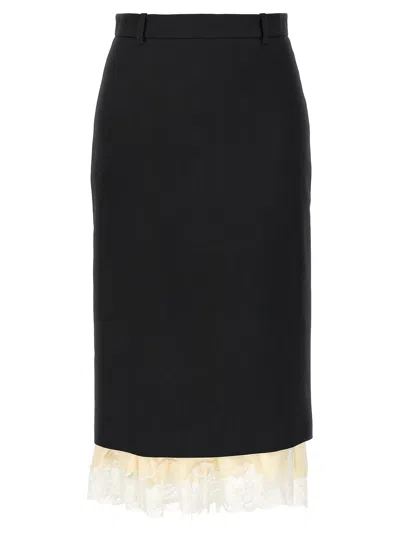 Balenciaga Lingerie Wool Tailored Skirt In Black