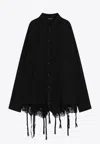 Balenciaga Lingerie Black Sirt With Button-down Collar And Lingerie Detail On The Hem In Tech Fabric Woman