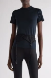 Balenciaga Women Black Crewneck T-shirt With Underwear Detail On The Waist In Cotton Woman In Black