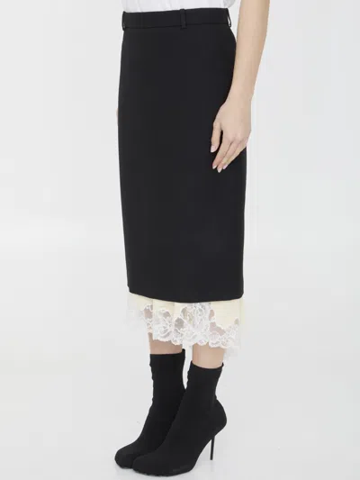 Balenciaga Underwear Wool Tailored Skirt In Black