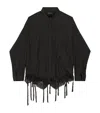 Balenciaga Lingerie Black Sirt With Button-down Collar And Lingerie Detail On The Hem In Tech Fabric Woman In Black