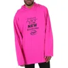 BALENCIAGA BALENCIAGA LIPSTICK PINK LOGO LONG-SLEEVED HOODED T-SHIRT