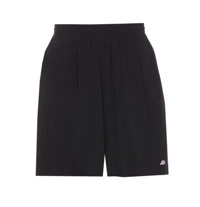 Balenciaga Logo Activewear Stretch Shorts In Black