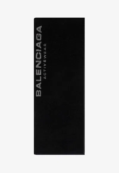 Balenciaga Logo Activewear Towel In Black