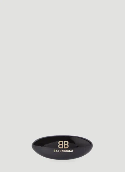 Balenciaga Logo Applique Hair Clip In Black