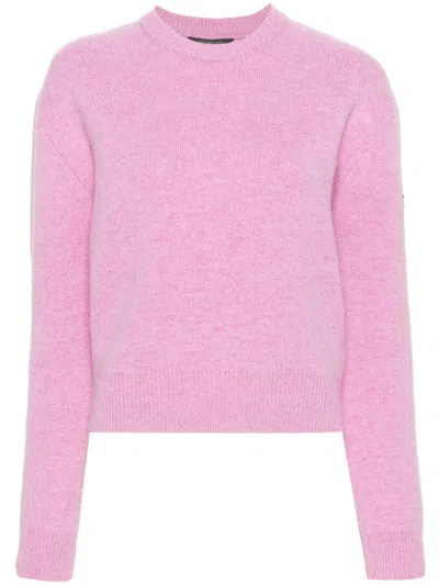 Balenciaga Logo-appliqué Mélange Jumper In 粉色