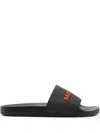 Balenciaga Logo-appliqué Slides In Black