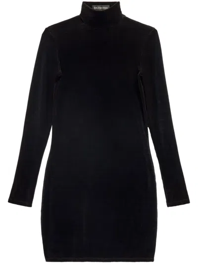 Balenciaga Logo-printed Spandex Mini Dress In Black