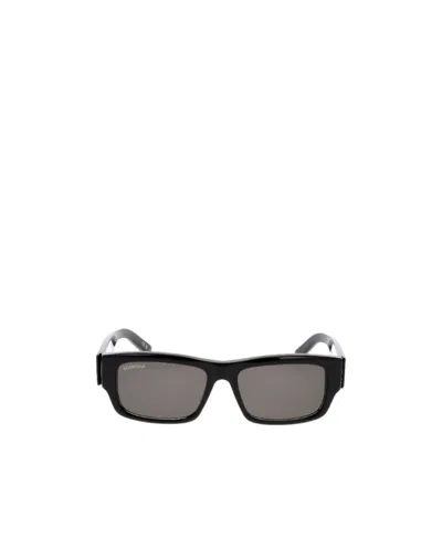 Balenciaga Logo-arm Slim Sunglasses In Gray